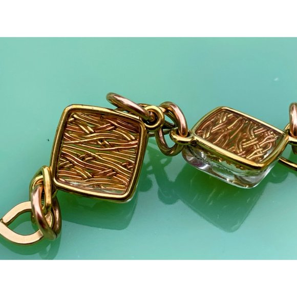 Vintage Dichroic Glass Link Bracelet Copper waves Gold Filled - Picture 10 of 16